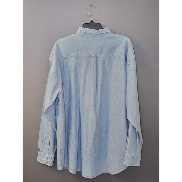 VTG 90's Warner Bros Shirt Men's XL Blue Long Sleeve Denim Chambray Looney Tunes - Picture 3 of 9